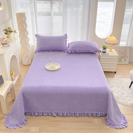 91家纺网 家纺一手货源 找家纺 （总）梦精灵家纺 2025新款牛奶绒花边绗缝工艺印花单床盖