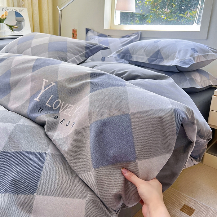 91家纺网 家纺一手货源 找家纺 品乐家纺 2024新款全棉生态棉印花磨毛四件套 乔顿-灰