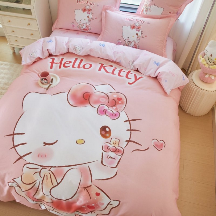 91家纺网 家纺一手货源 找家纺 蘭菲家纺 2024新款全棉大版卡通三丽鸥四件套 甜睿