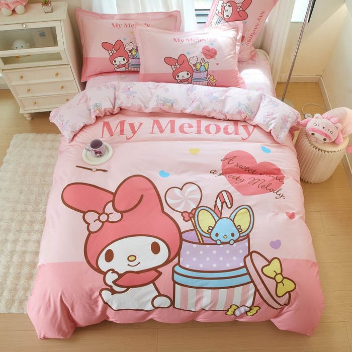 91家纺网 家纺一手货源 找家纺 蘭菲家纺 2024新款全棉大版卡通三丽鸥四件套 收礼物