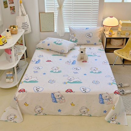 91家纺网 家纺一手货源 找家纺 TT.one 塔塔家居 2025新款卡通风全棉印花单床单 悠闲小狗