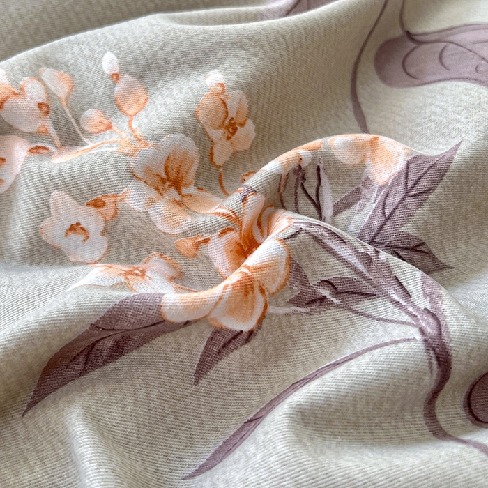 91家纺网 家纺一手货源 找家纺 品乐家纺 2024新款全棉生态棉印花磨毛四件套 挽香-灰