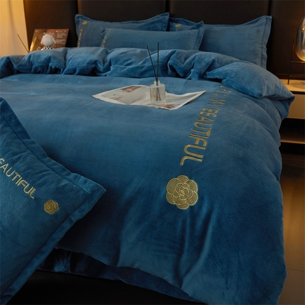 91家纺网 家纺一手货源 找家纺 （总）羽涵家纺 2024新款10A抗菌10A抗菌7斤高克重牛奶绒刺绣四件套