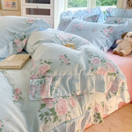 91家纺网 家纺一手货源 找家纺 （总）芷凡家纺 2024新款A类加厚超柔云朵棉大花边四件套