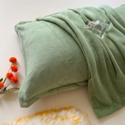 91家纺网 家纺一手货源 找家纺 （总）百寐 2024新款纯色牛奶绒抗静电加厚保暖信封加大枕套单品