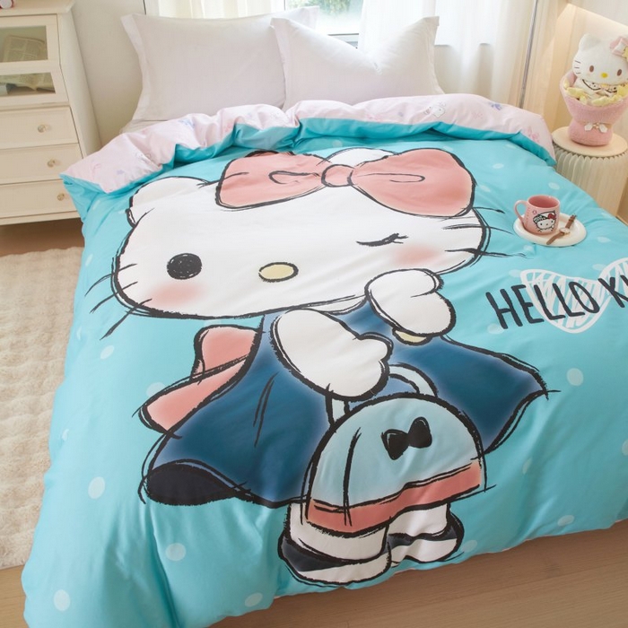 91家纺网 家纺一手货源 找家纺 蘭菲家纺 2024新款全棉大版卡通三丽鸥单品被套 摩卡-蓝