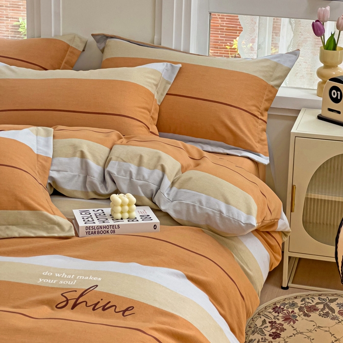 91家纺网 家纺一手货源 找家纺 品乐家纺 2024新款全棉生态棉印花磨毛四件套 百斯特-桔