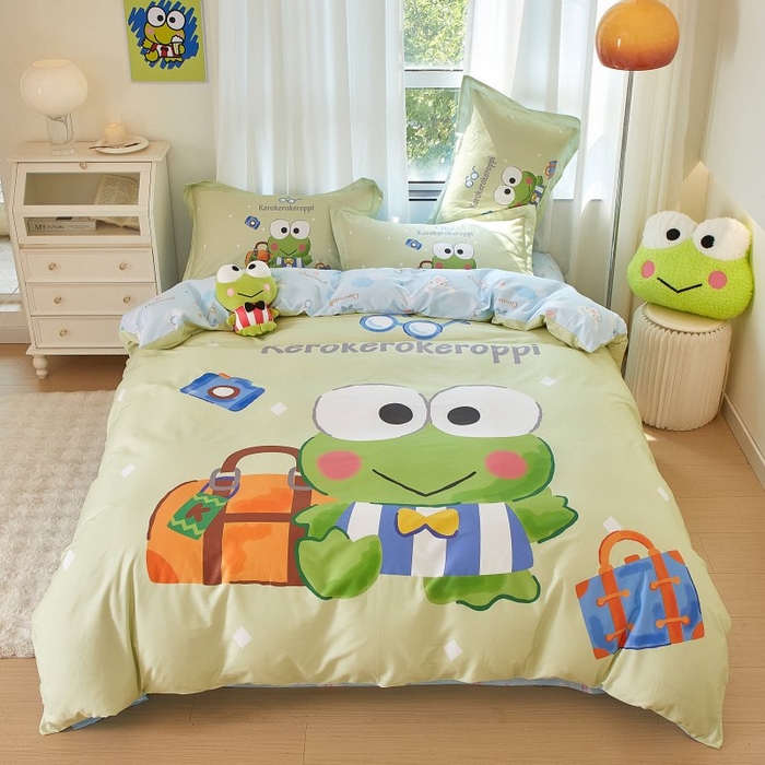 91家纺网 家纺一手货源 找家纺 蘭菲家纺 2024新款全棉大版卡通三丽鸥四件套 旅行家