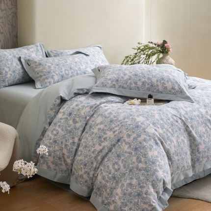 91家纺网 家纺一手货源 找家纺 薏思家纺 2025新款磨毛大飞边工艺四件套-海棠依旧系列 轻轻丝语