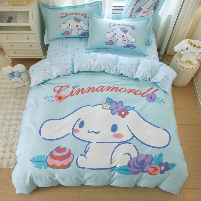 91家纺网 家纺一手货源 找家纺 蘭菲家纺 2024新款全棉大版卡通三丽鸥四件套 泡芙