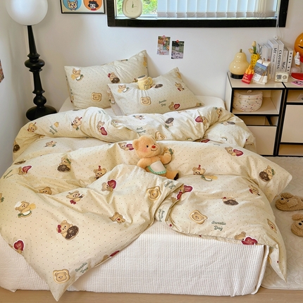 TT.one 塔塔家居 2025新款卡通风全棉印花单被套 奶酪小熊