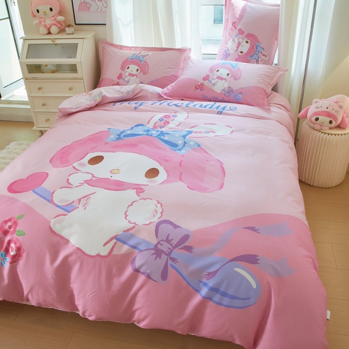 91家纺网 家纺一手货源 找家纺 蘭菲家纺 2024新款全棉大版卡通三丽鸥四件套 去约会