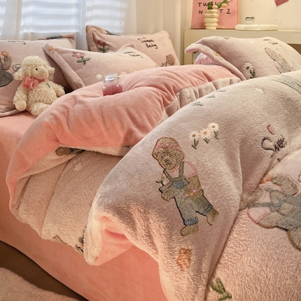 韩巢家纺 2024新款加厚雪花绒印花单件被套-风格一（提供卖家秀 ） 园林