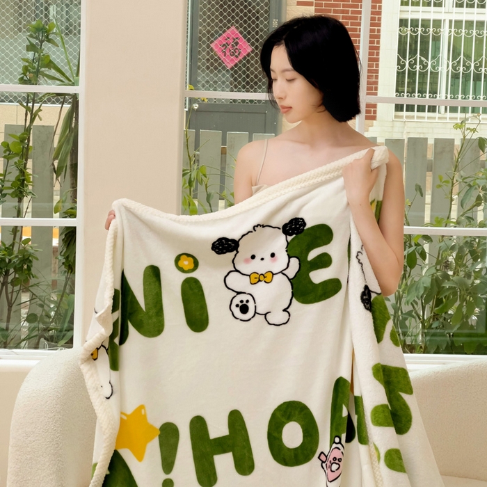 91家纺网 家纺一手货源 找家纺 千荨 2024新款亲肤舒适双面贝贝绒包边牛奶绒毛毯 贝贝绒-屁屁狗