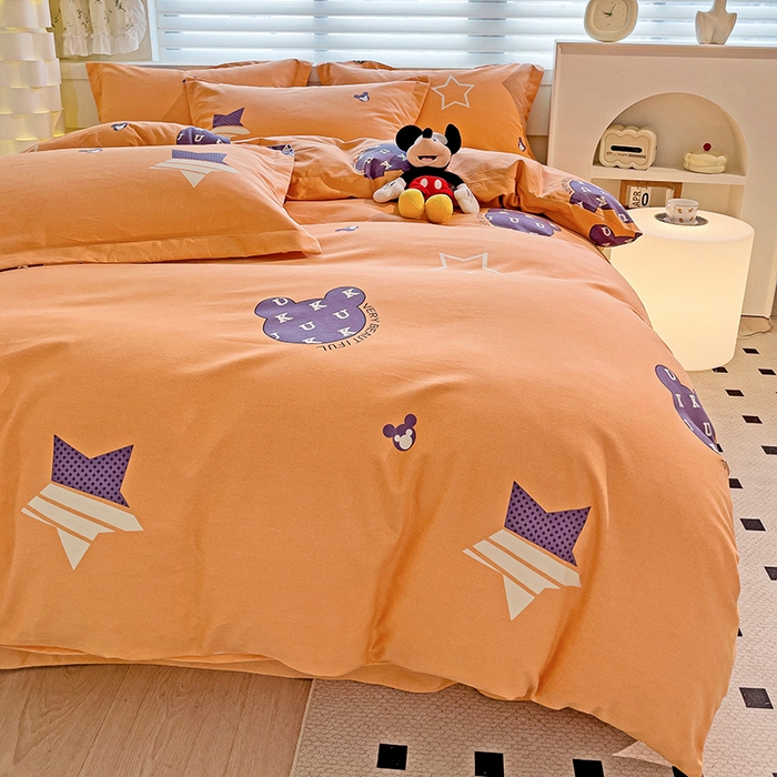 91家纺网 家纺一手货源 找家纺 品乐家纺 2024新款全棉生态棉印花磨毛四件套 潮流前线-桔