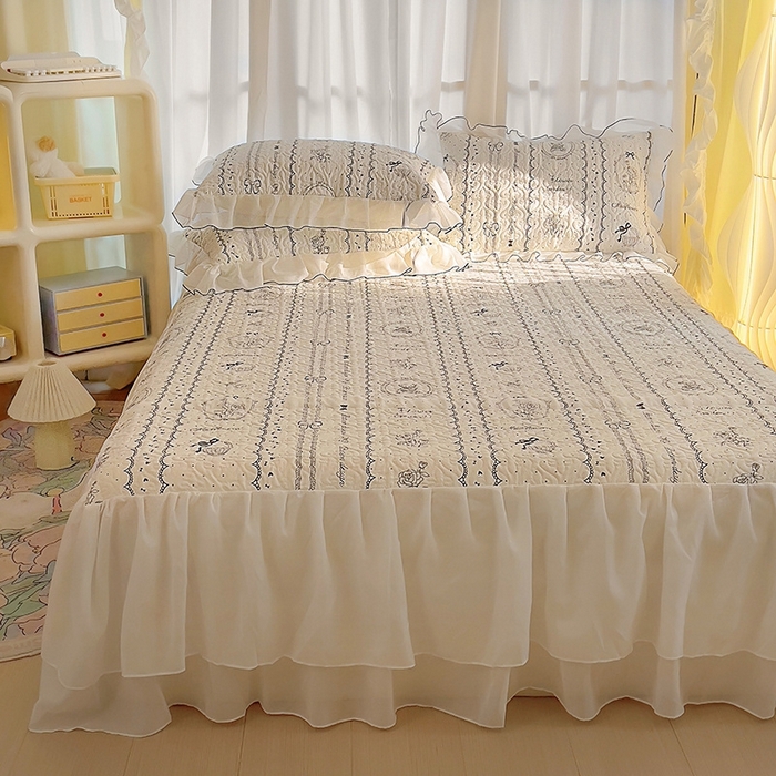 91家纺网 家纺一手货源 找家纺 易辰美 2025新款亲肤舒适印花夹棉公主风床裙 索菲亚