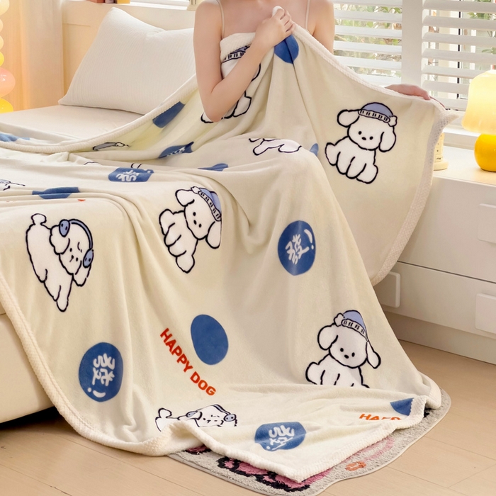 91家纺网 家纺一手货源 找家纺 千荨 2024新款亲肤舒适双面贝贝绒包边牛奶绒毛毯 贝贝绒-旺财