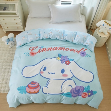 91家纺网 家纺一手货源 找家纺 蘭菲家纺 2024新款全棉大版卡通三丽鸥单品被套 泡芙