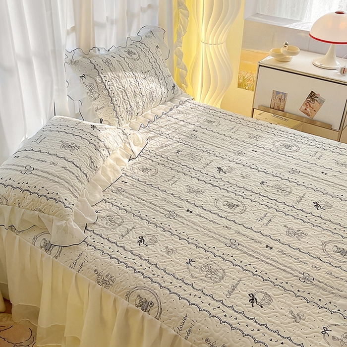 91家纺网 家纺一手货源 找家纺 易辰美 2025新款亲肤舒适印花夹棉公主风床裙 索菲亚