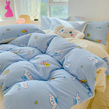 91家纺网 家纺一手货源 找家纺 （总）灰鲸 2025新款牛奶绒小清新印花四件套