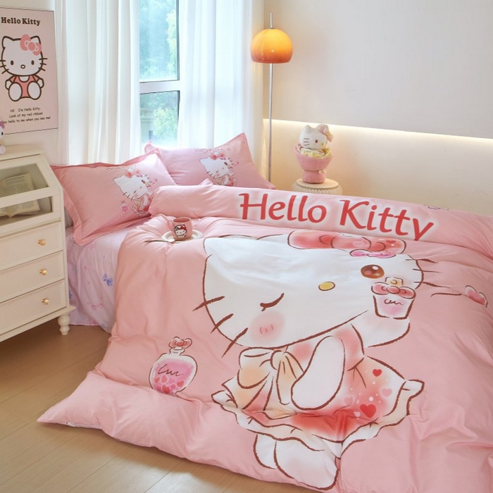 91家纺网 家纺一手货源 找家纺 蘭菲家纺 2024新款全棉大版卡通三丽鸥四件套 甜睿