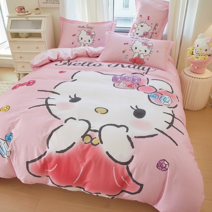 91家纺网 家纺一手货源 找家纺 蘭菲家纺 2024新款全棉大版卡通三丽鸥四件套 向往