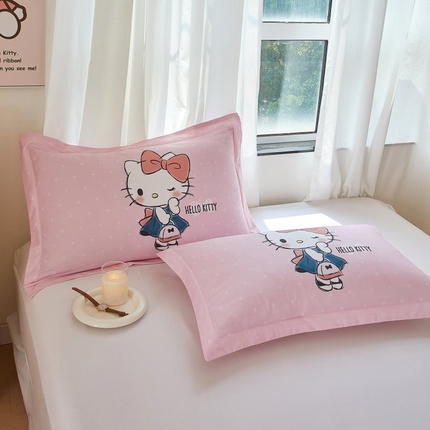 蘭菲家纺 2024新款全棉大版卡通三丽鸥单品枕套 摩卡-粉