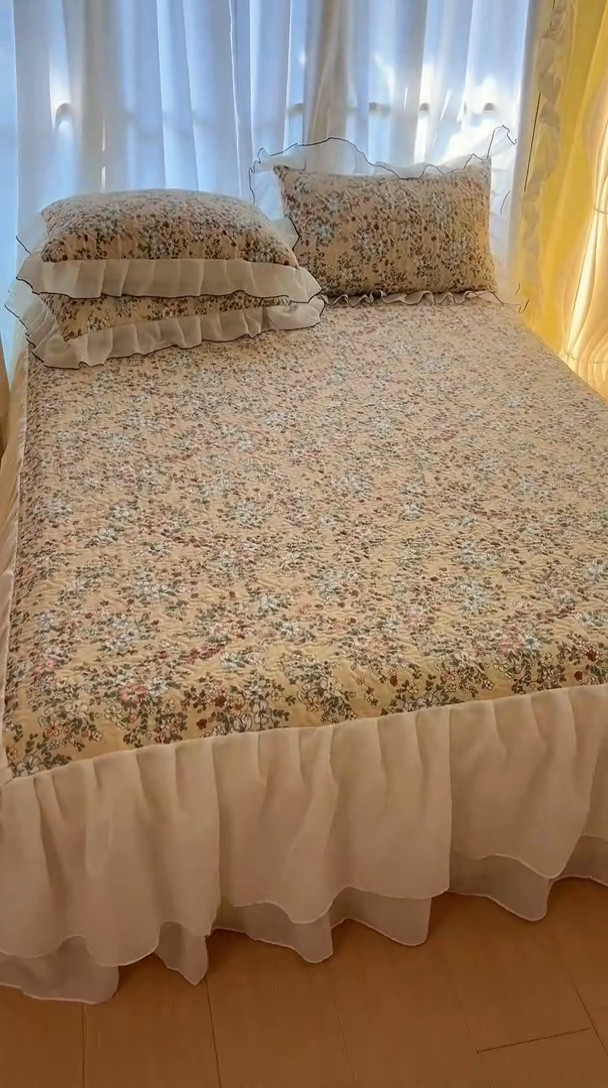 91家纺网 家纺一手货源 找家纺 易辰美 2025新款亲肤舒适印花夹棉公主风床裙 伊蓓