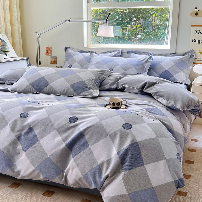 91家纺网 家纺一手货源 找家纺 品乐家纺 2024新款全棉生态棉印花磨毛四件套 乔顿-灰