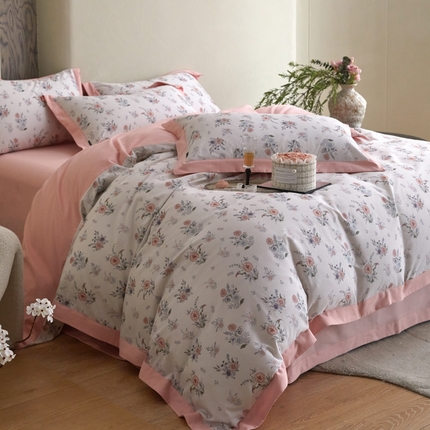 91家纺网 家纺一手货源 找家纺 （总）薏思家纺 2025新款磨毛大飞边工艺四件套-海棠依旧系列