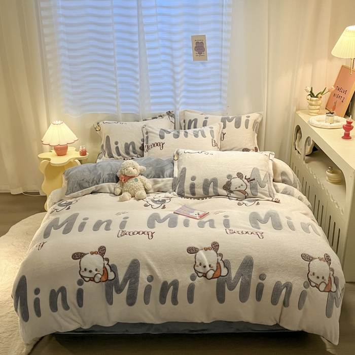 91家纺网 家纺一手货源 找家纺 韩巢家纺 2024新款加厚雪花绒印花单件被套-风格一（提供卖家秀 ） 米菲