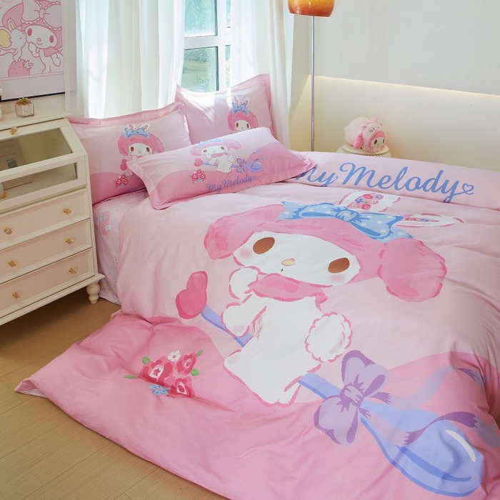 91家纺网 家纺一手货源 找家纺 蘭菲家纺 2024新款全棉大版卡通三丽鸥四件套 去约会