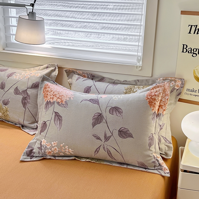 91家纺网 家纺一手货源 找家纺 品乐家纺 2024新款全棉生态棉印花磨毛四件套 挽香-灰