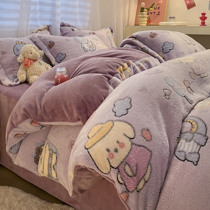 91家纺网 家纺一手货源 找家纺 （总）韩巢家纺 2024新款加厚雪花绒印花单件被套-风格一（提供卖家秀 ）