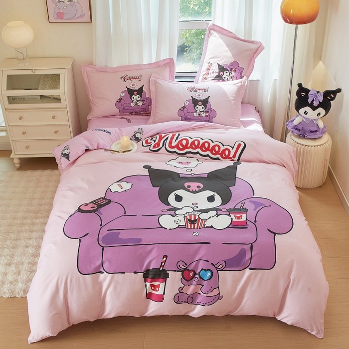 91家纺网 家纺一手货源 找家纺 蘭菲家纺 2024新款全棉大版卡通三丽鸥四件套 星期天