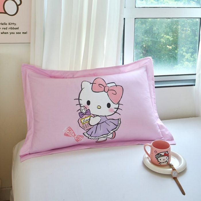 91家纺网 家纺一手货源 找家纺 蘭菲家纺 2024新款全棉大版卡通三丽鸥单品枕套 咪咪