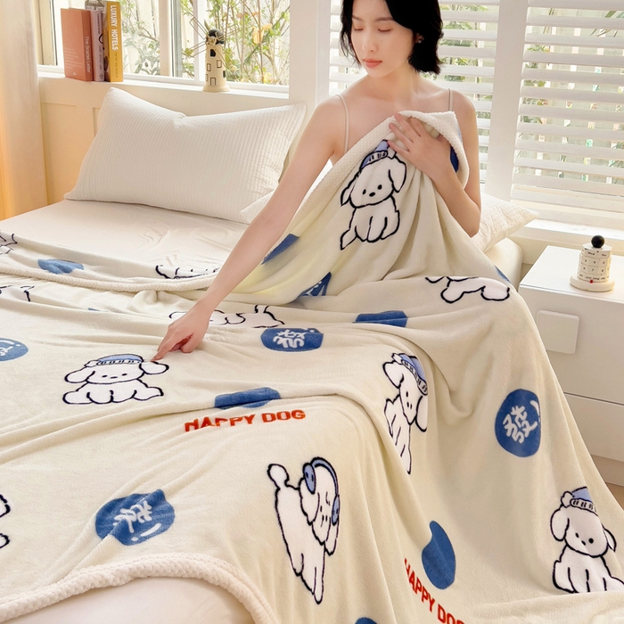 91家纺网 家纺一手货源 找家纺 千荨 2024新款亲肤舒适双面贝贝绒包边牛奶绒毛毯 贝贝绒-旺财