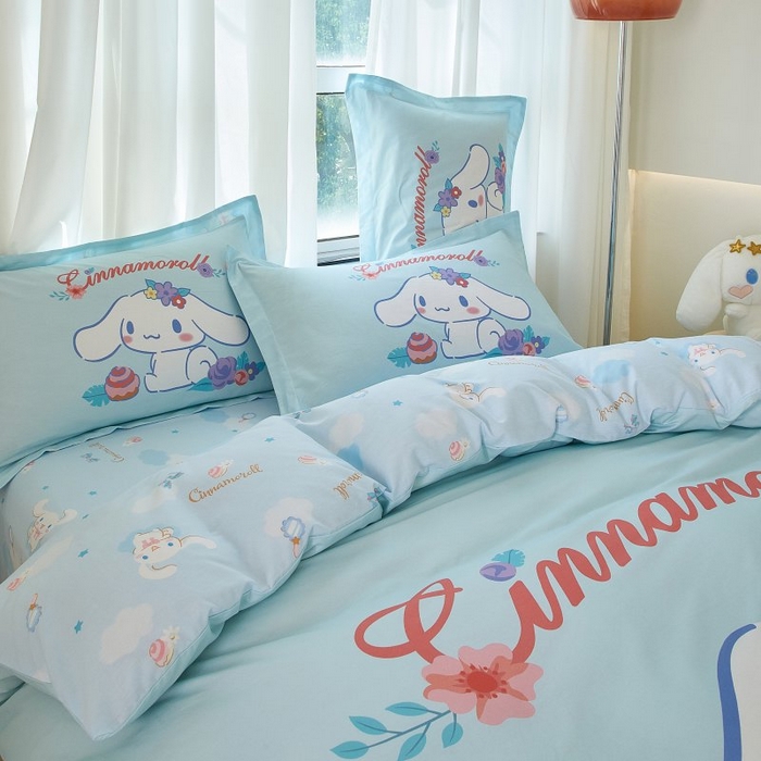 91家纺网 家纺一手货源 找家纺 蘭菲家纺 2024新款全棉大版卡通三丽鸥四件套 泡芙