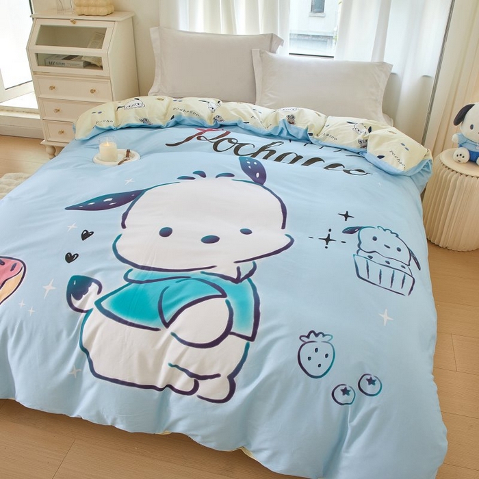 91家纺网 家纺一手货源 找家纺 蘭菲家纺 2024新款全棉大版卡通三丽鸥单品被套 恰恰-灰