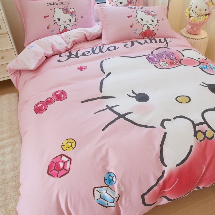 91家纺网 家纺一手货源 找家纺 蘭菲家纺 2024新款全棉大版卡通三丽鸥四件套 向往