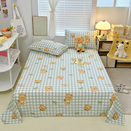 91家纺网 家纺一手货源 找家纺 TT.one 塔塔家居 2025新款卡通风全棉印花单床单 小熊么么哒