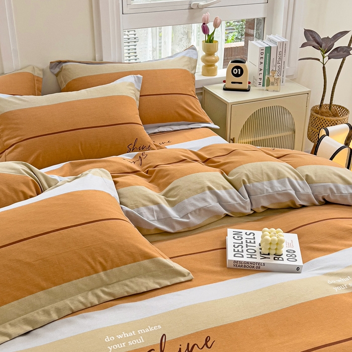 91家纺网 家纺一手货源 找家纺 品乐家纺 2024新款全棉生态棉印花磨毛四件套 百斯特-桔