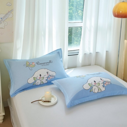 91家纺网 家纺一手货源 找家纺 蘭菲家纺 2024新款全棉大版卡通三丽鸥单品枕套 清新