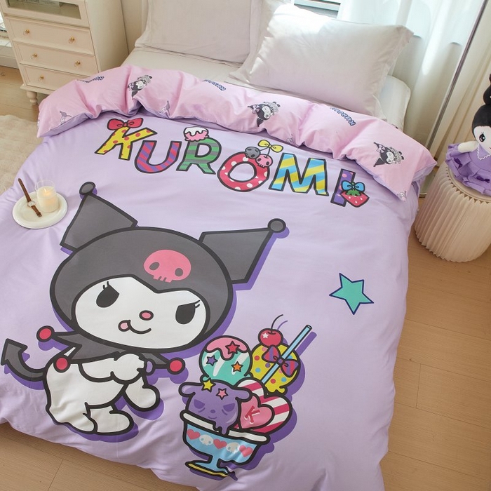 91家纺网 家纺一手货源 找家纺 蘭菲家纺 2024新款全棉大版卡通三丽鸥单品被套 果茶