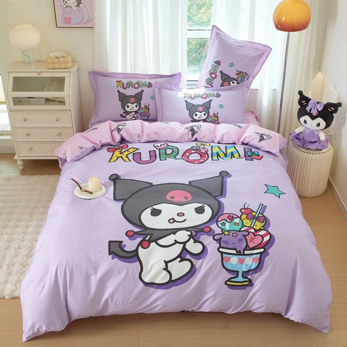 91家纺网 家纺一手货源 找家纺 蘭菲家纺 2024新款全棉大版卡通三丽鸥四件套 果茶