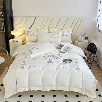 梧桐家居 2024新款水洗棉系列四件套-锦绣花 锦绣花-香槟