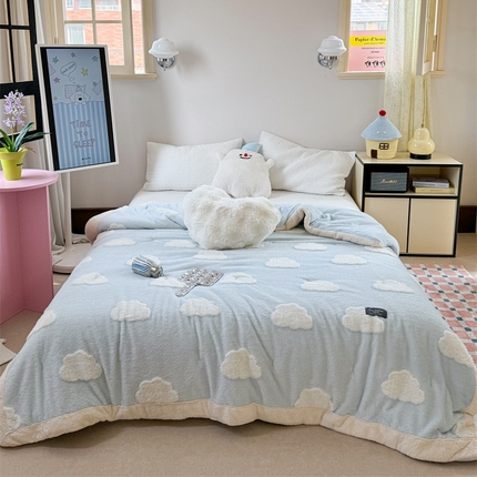 91家纺网 家纺一手货源 找家纺 （总）暖生活 2024新款舒棉绒提花多功能毛毯被