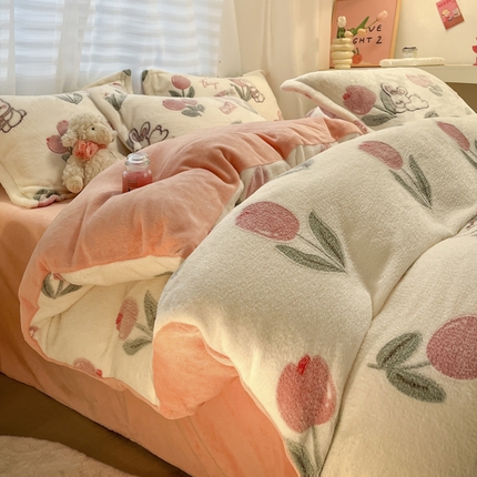 韩巢家纺 2024新款加厚雪花绒印花单件被套-风格一（提供卖家秀 ） 郁金香