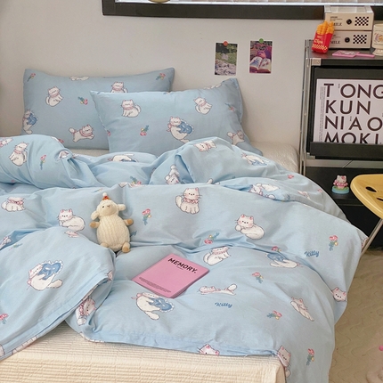 TT.one 塔塔家居 2025新款卡通风全棉印花单被套 猫咪日记蓝