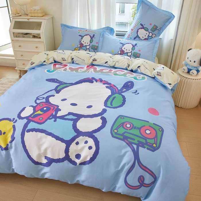 91家纺网 家纺一手货源 找家纺 蘭菲家纺 2024新款全棉大版卡通三丽鸥四件套 恰恰舞步